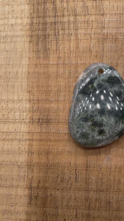 Pendentif Agate ocean forme aléatoire percé devant ref 13x22