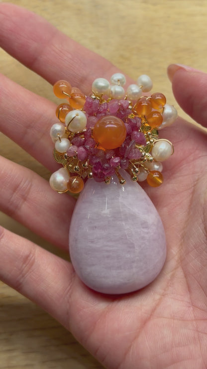 Broche Kunzite AAA 8x4 cm