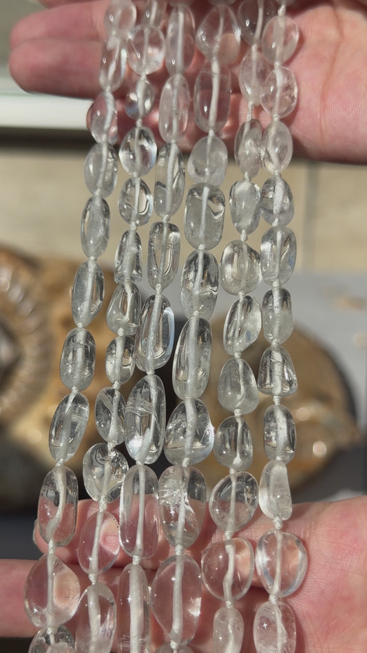 Fil de perle forme libre Cristal de roche 10x18 mm (référence 17)