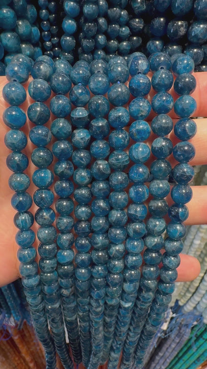 Fil de Perle Apatite bleue foncée AA