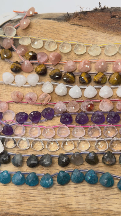 Fil de perle Goutte forme poire facetté 12x12 mm (11 pierres naturelles disponible)