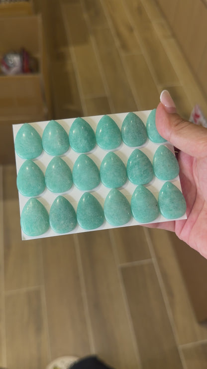 Lot de 18 pendentif Cabochon goutte Amazonite AAA 18x25 mm