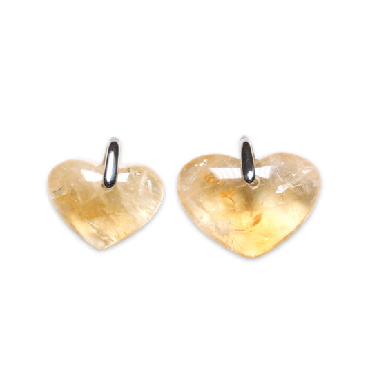 Pendentif Citrine chauffée forme coeur percé devant