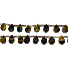 Load image into Gallery viewer, 32 small flat faceted drop tiger eye pendants
