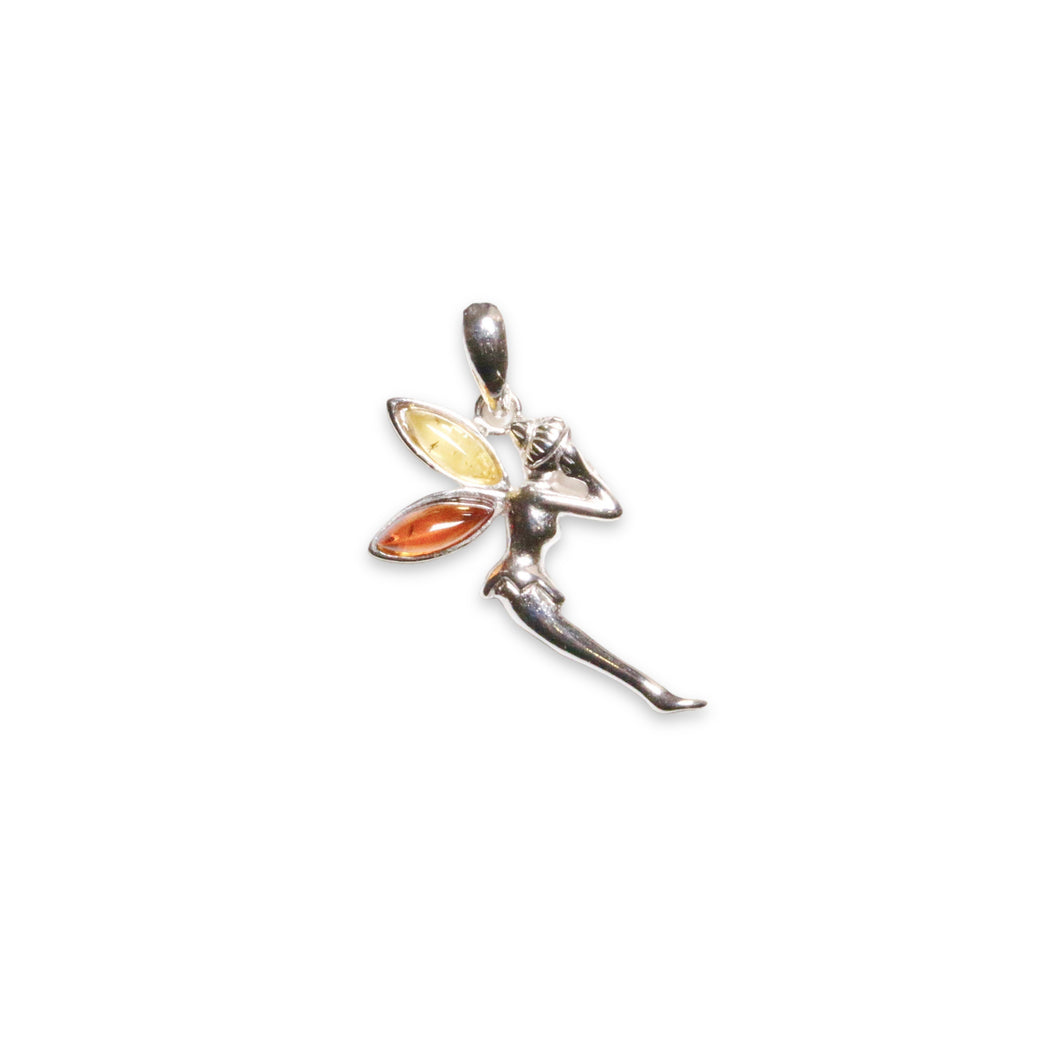 Amber & silver pendant Fairy Form