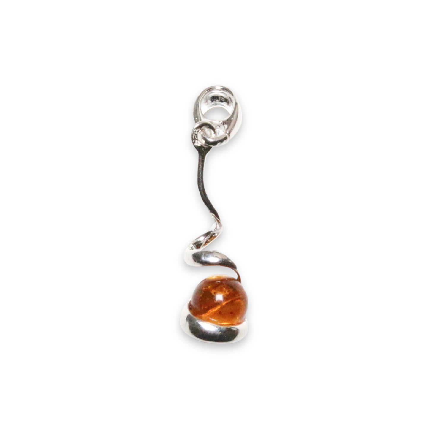 Amber & silver pendant Form Boule