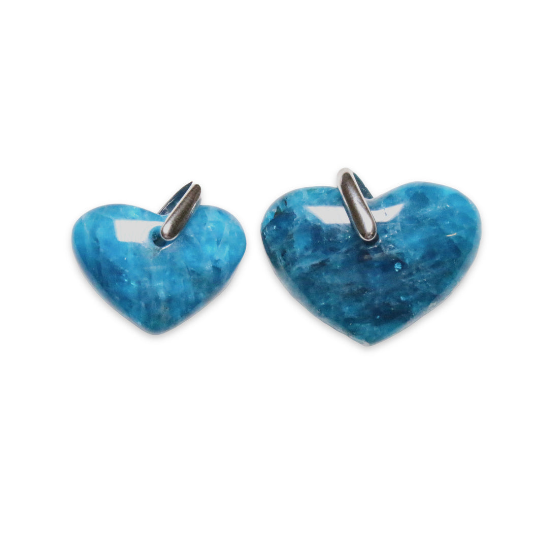 Blue apatite pendant forms heart