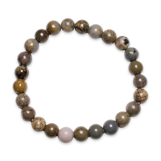 Monochromes Jasper -Armband Manngröße