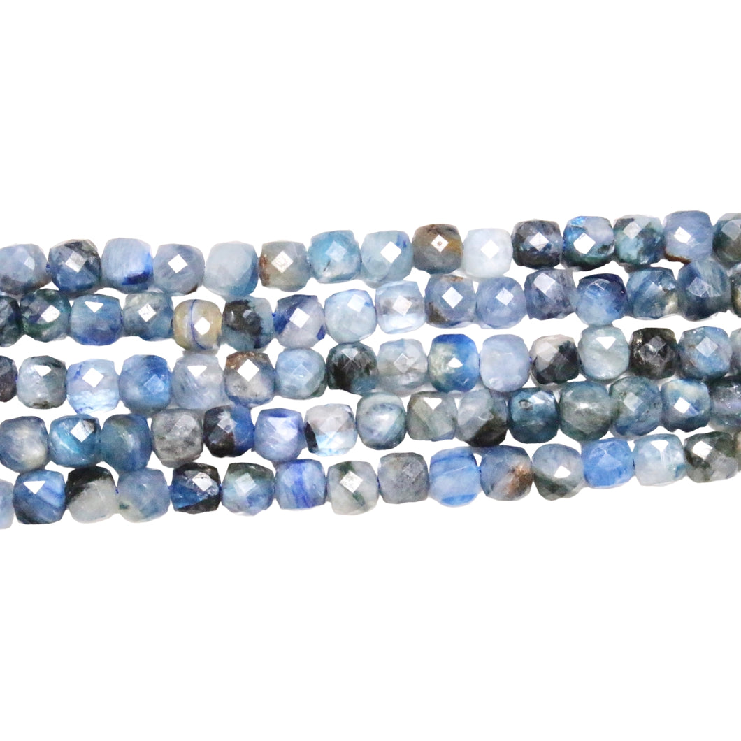 Blue cyanite pearl wire for 4x4 cube form