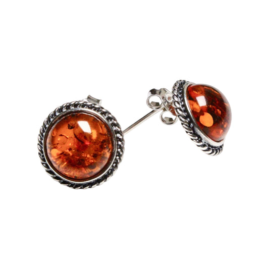 Amber & silver earring