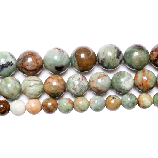 Fossilized green opal pearl wire