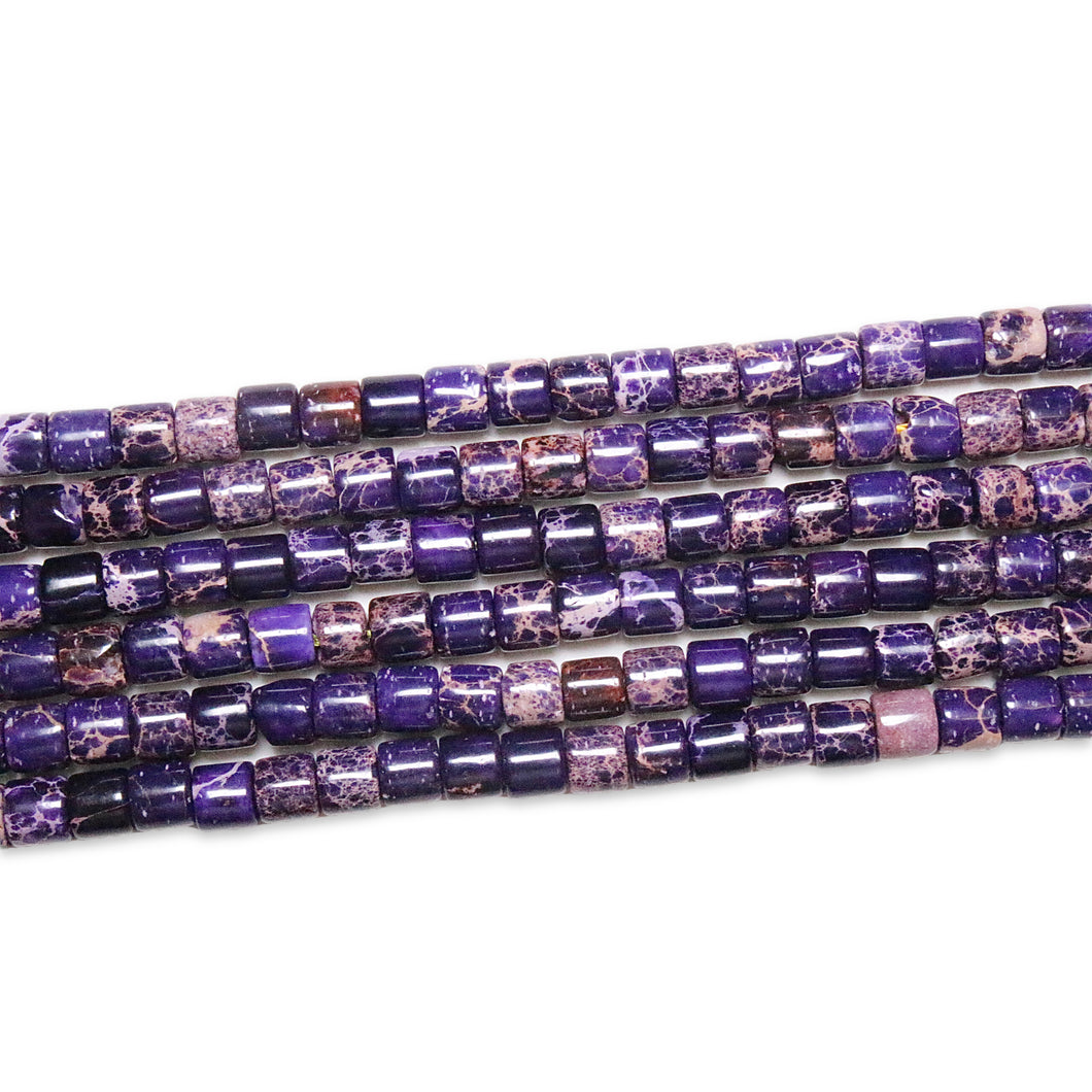 Fil de perles rondelles/cylindre Jaspe impérial violet chauffé