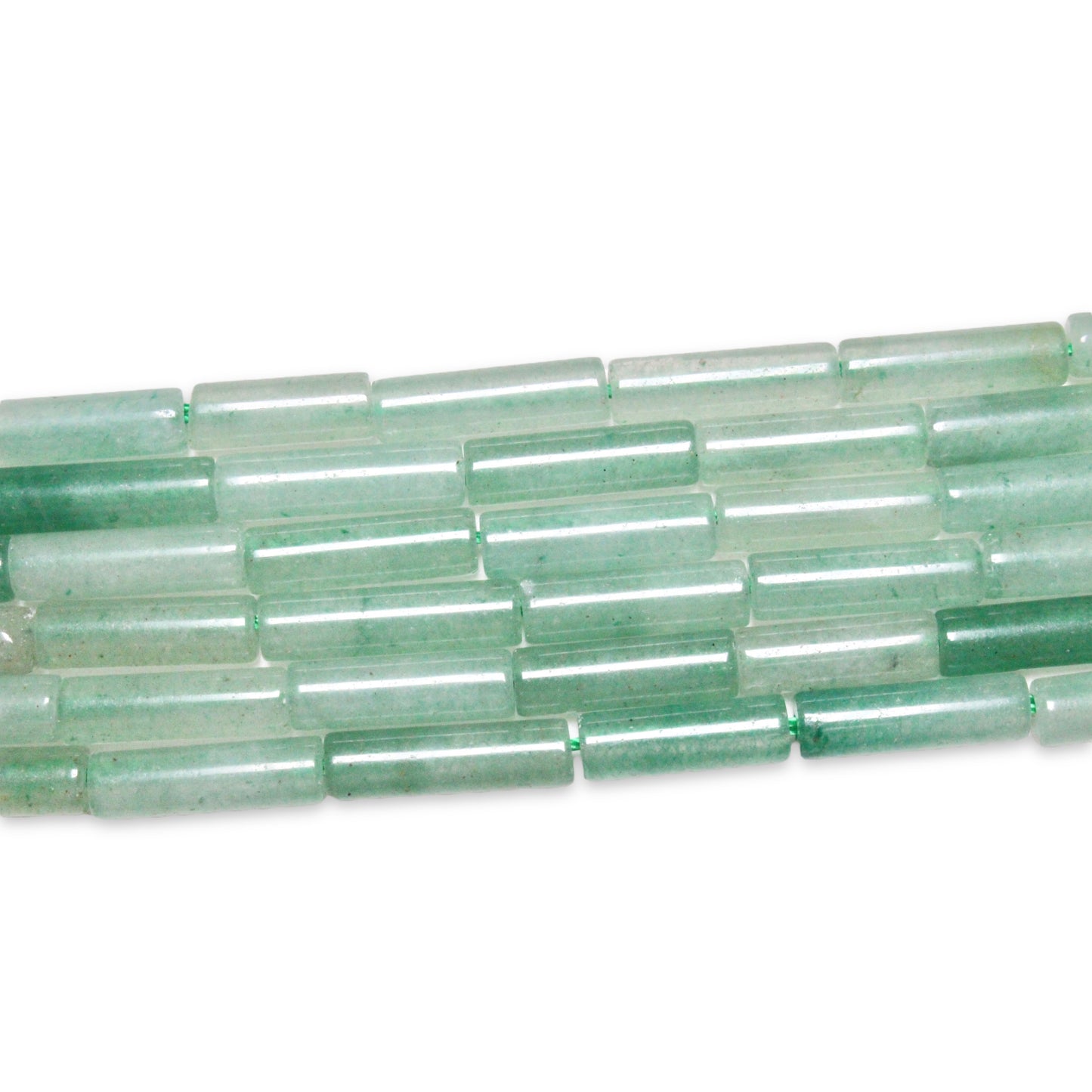 Fil de perles tubes Aventurine verte 4x13 mm