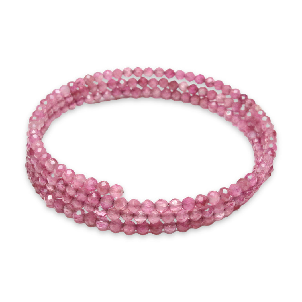 Bracelet Tourmaline rose Facettée 3 tours
