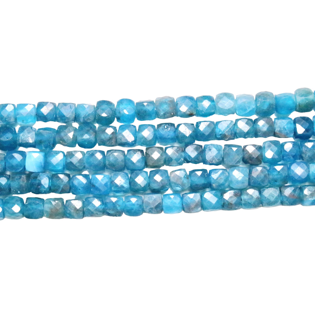 Blue apatite pearl wire for 4x4 cube form