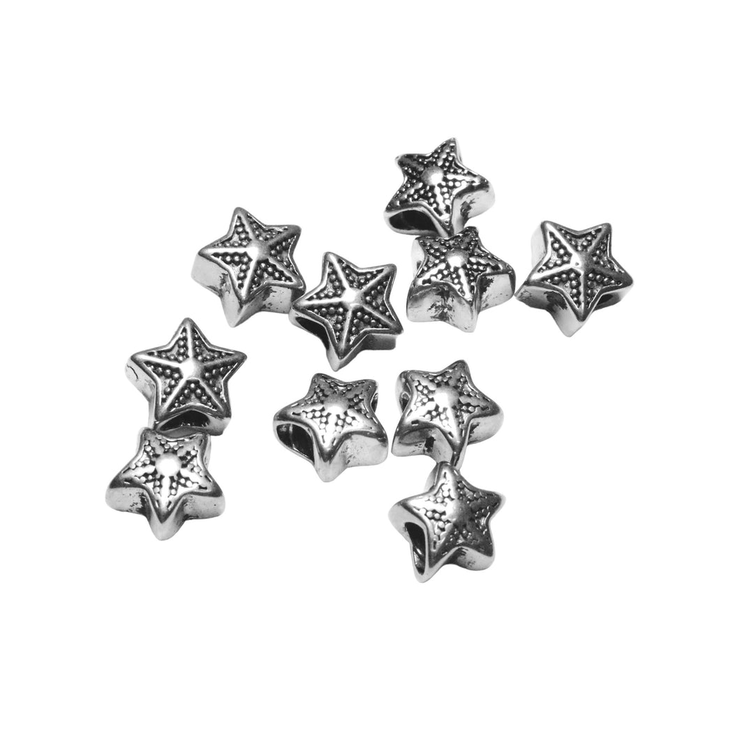 10 Breloque étoile acier inoxydable argentée