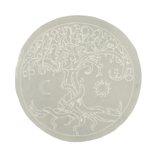 Selenite Life Tree plate