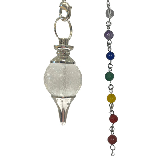 Pendule boule 7 Chakras Cristal de roche