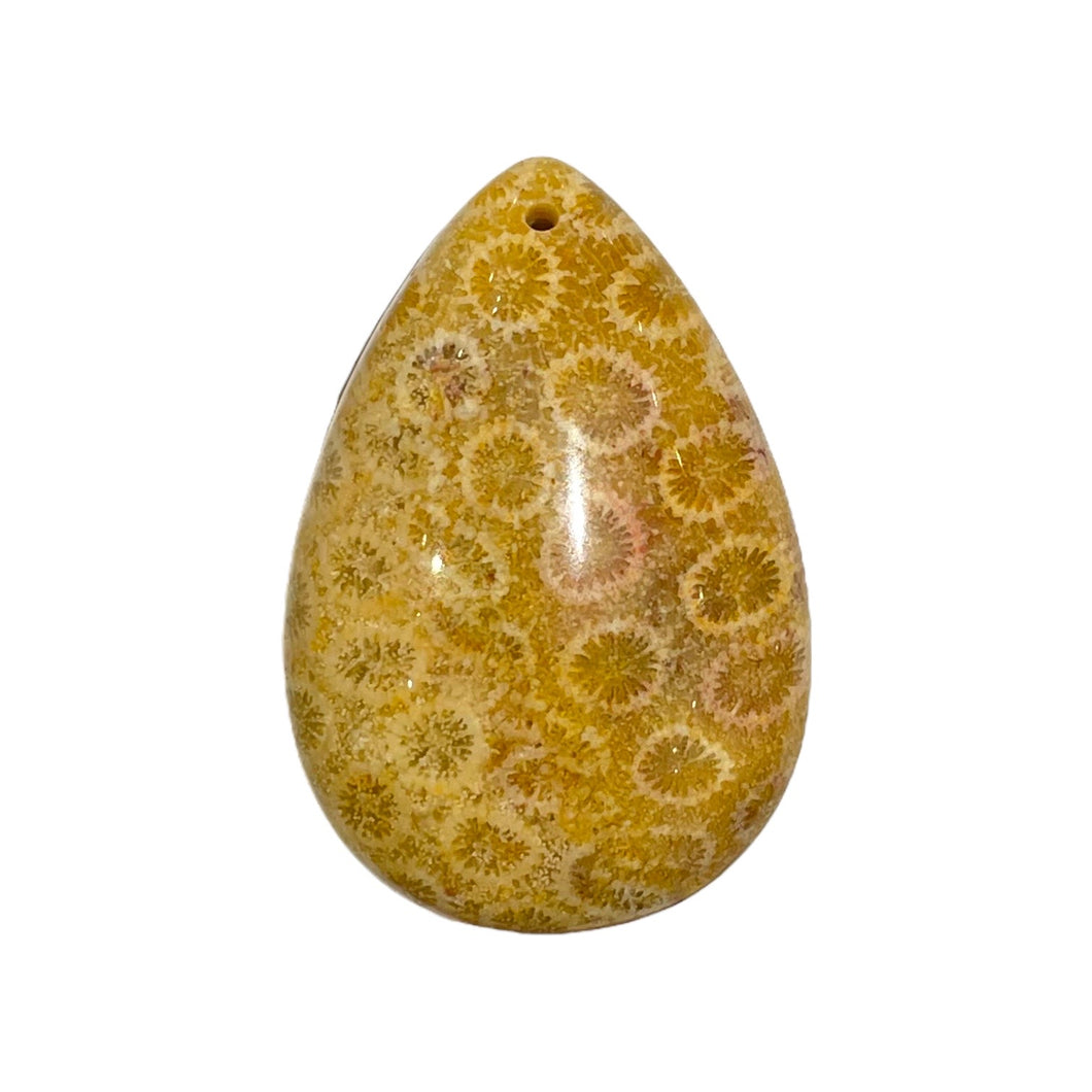 Pendentif Jaspe chrysanthème forme goutte plate