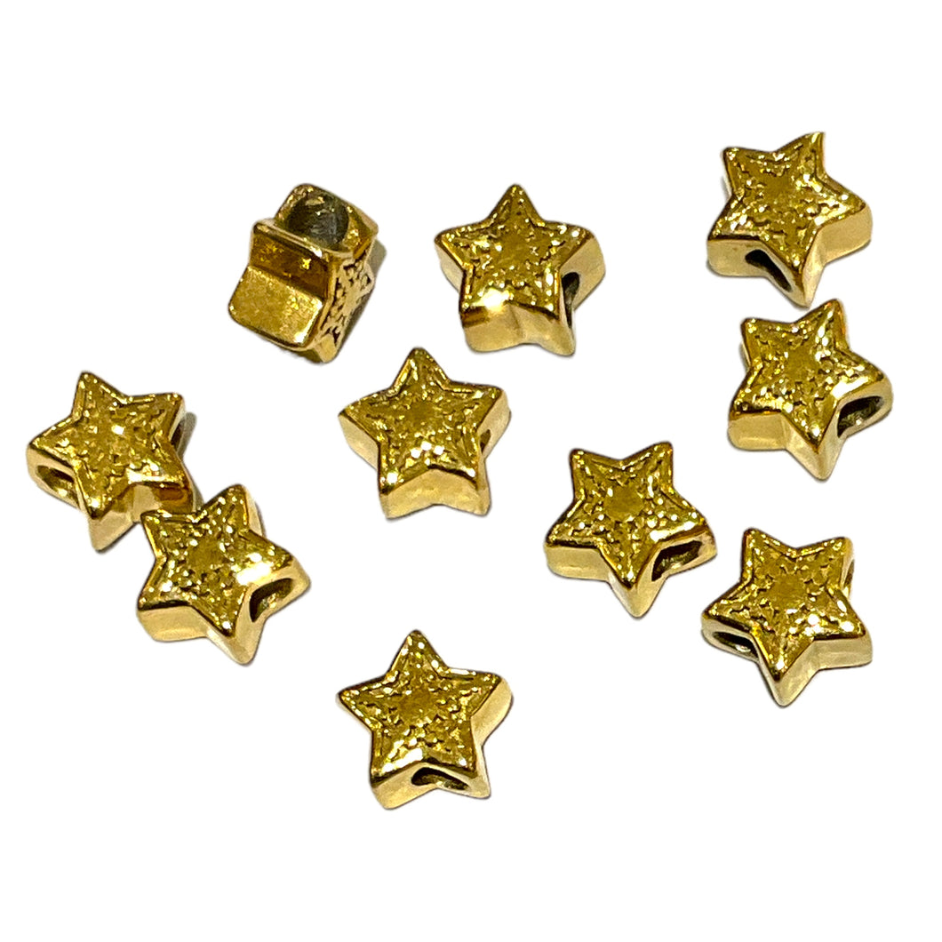 10 Breloque étoile acier inoxydable dorée
