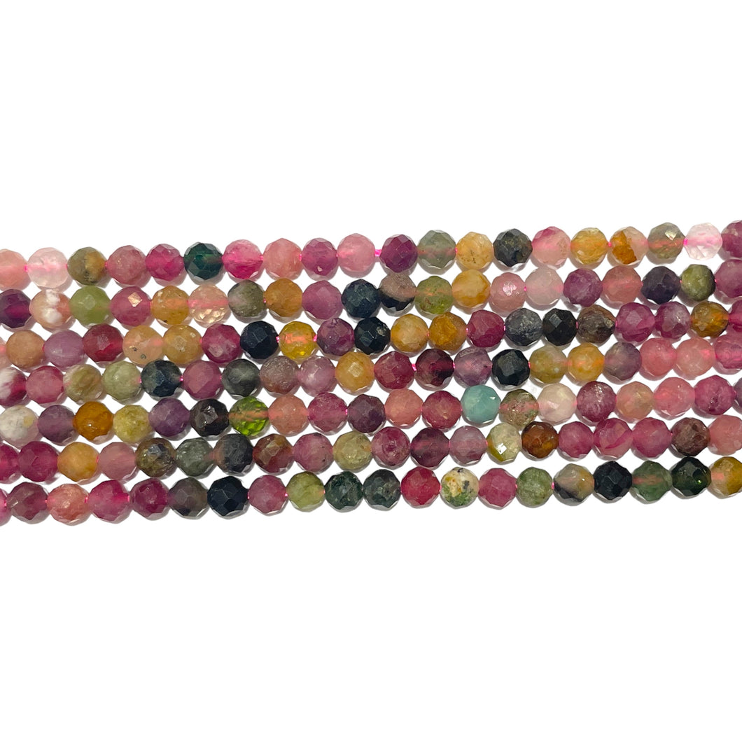 Fil de perles facettées Tourmaline multicolore