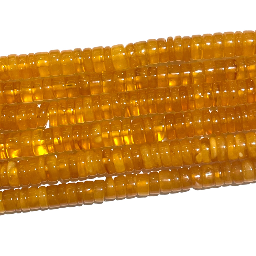 Fil de perles ambres plats 3mm x 7 mm
