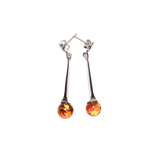 Amber & Silver Earring