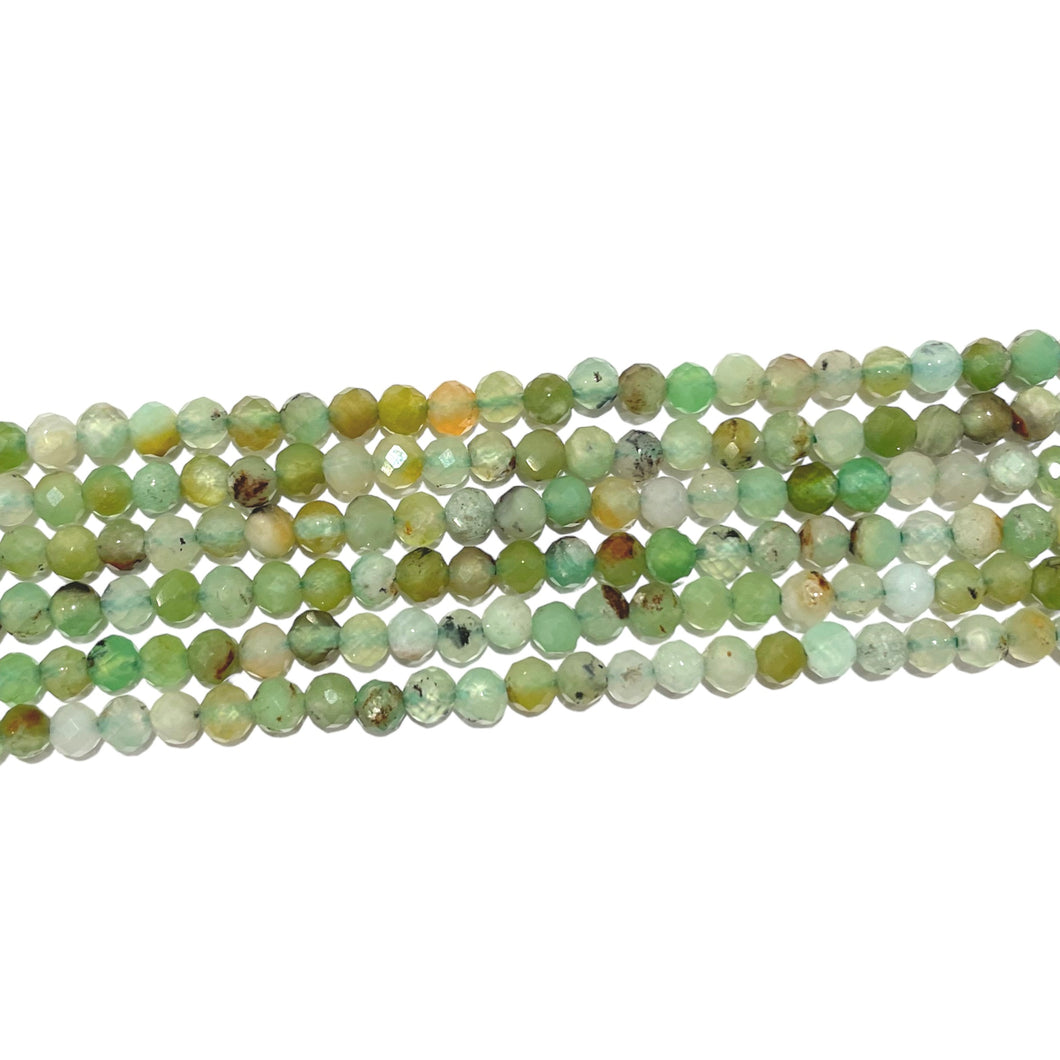 Fil de perles facettées Chrysoprase multicolore