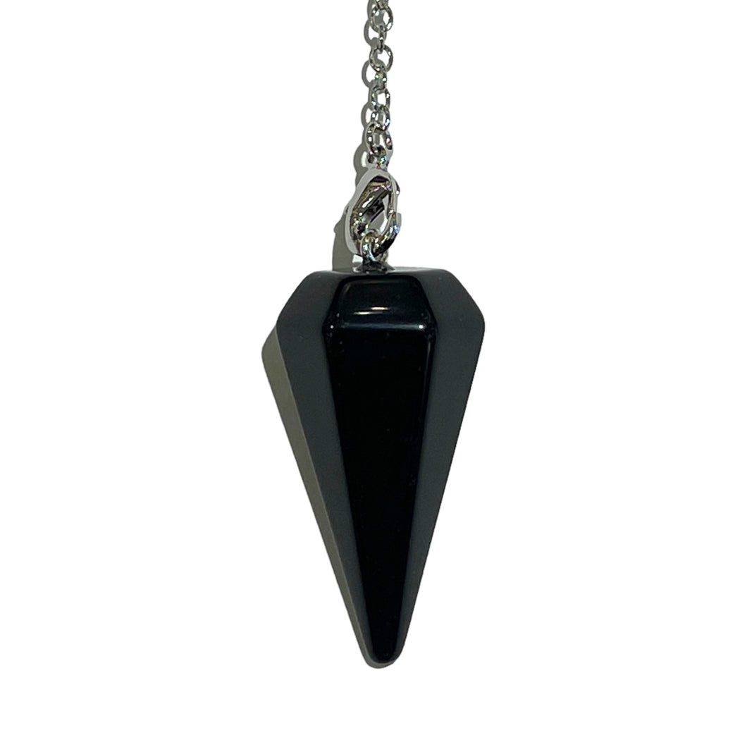 Pendule Obsidienne noir forme cône facette