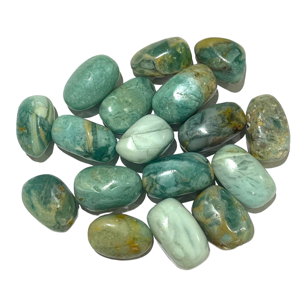 Stone rolled in green smithsonite