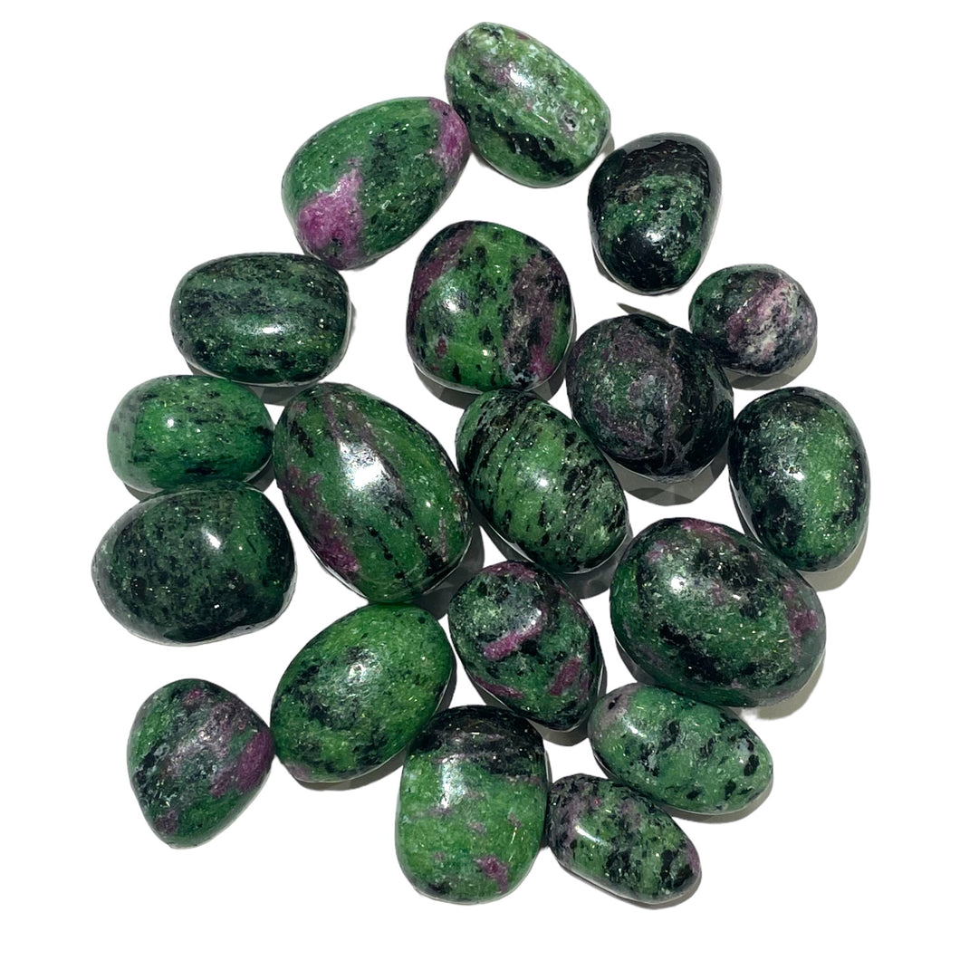 Ruby rolled stone on zoisite