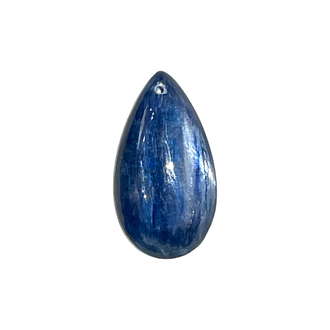 Pendentif Cyanite bleu goutte plate percé devant