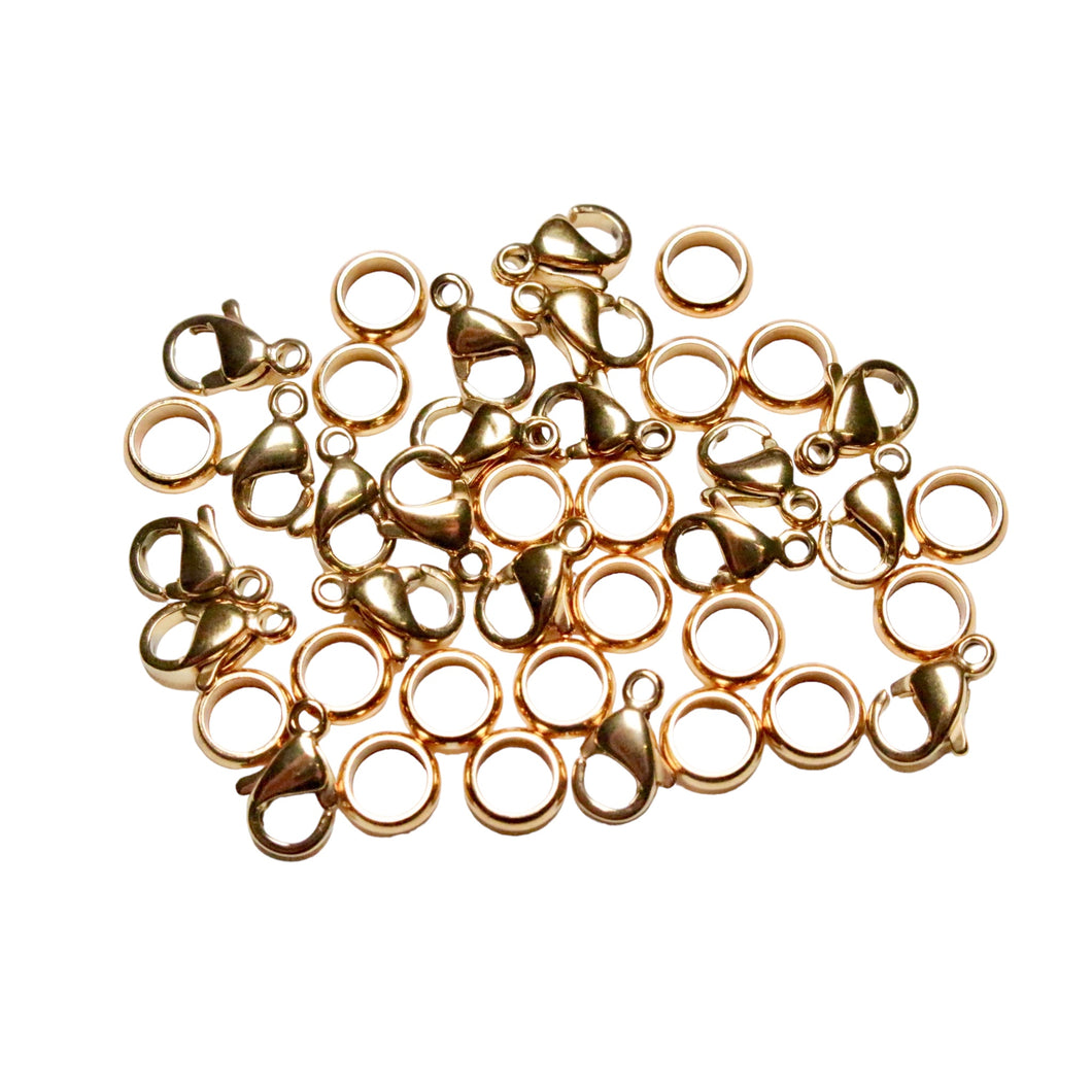 Lot de 20 crochet acier doré pour collier 10 mm