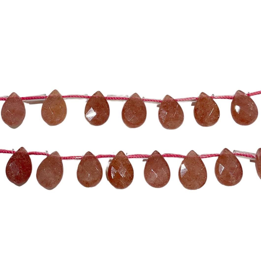 32 small flat faceted drop strawberry Quartz pendants