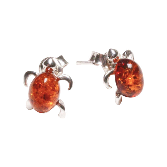 Amber & Silver Earring Form Turtle