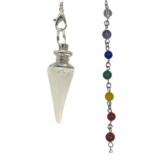 Pendulum 7 Rock Crystal Chakra's